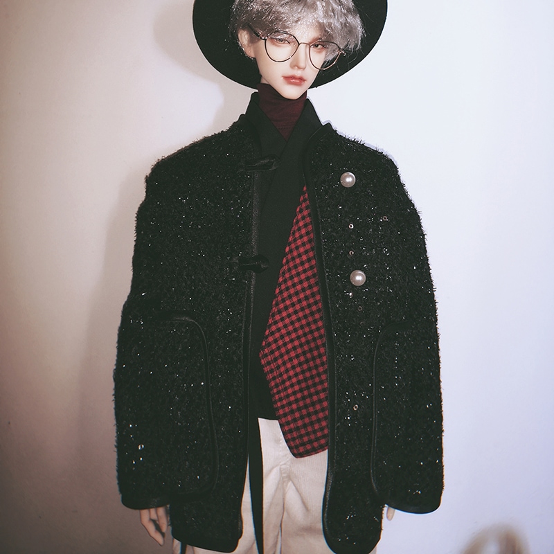 BJDドール服 ドール用アウター ブラック 貴族風 ID75/LS73/POPO68サイズ人形用衣装