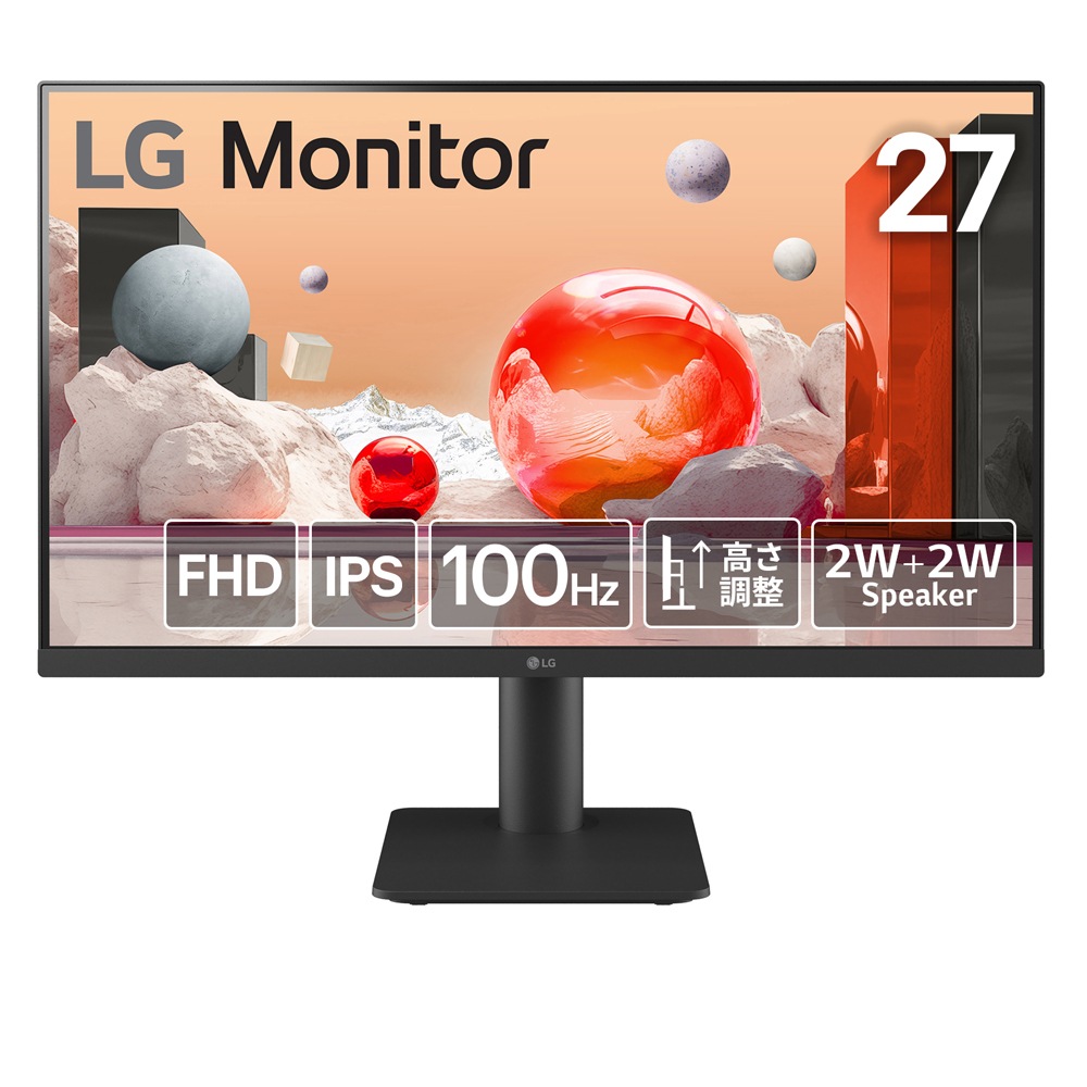 LGエレクトロニクスエルジー 液晶ディスプレイ(27型/IPS/FullHD 1920×1080/100Hz/5ms/HDMI1.4/VESA/3年保証・無輝点保証)(ブラック) 27MS550B