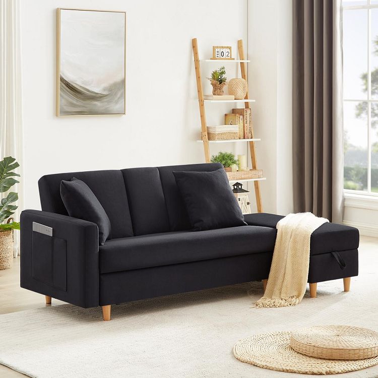 新生活応援 1台2役 ソファソファーベッド 多機能 カウチソファ 3人掛け オット マン付き ソファ