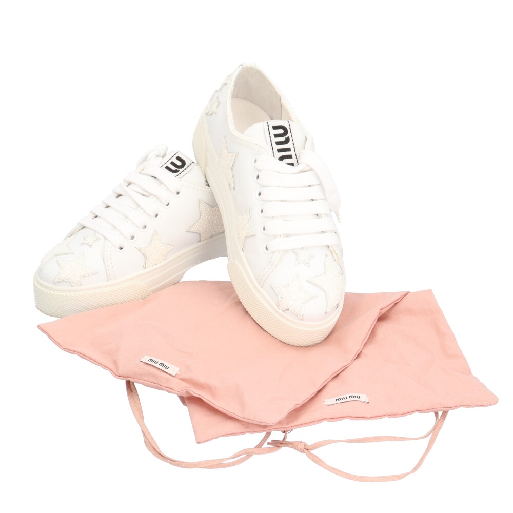 ミュウ ミュウ スニーカー レザー Miu Miu 中古 美品