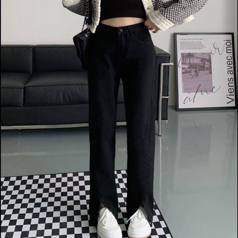 レディース ボトムス パンツ スリット ブラック お洒落 おしゃれ 秋冬 秋 冬 ママ ママコーデ 20代 30代 40代 デート お出かけ 普段使い 韓国 トレンド 可愛い 大人 大人女子 大人可愛