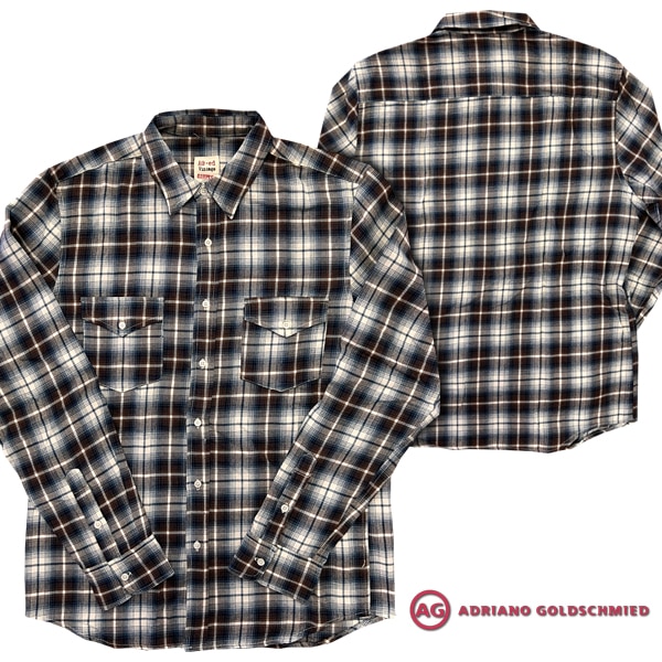 AGジーンズ カジュアルシャツ メンズ 長袖 チェックシャツ ネルシャツ AG-ed Vintage ネイビー ブラウン エージージーンズ シャツ AG Jeans 正規 08