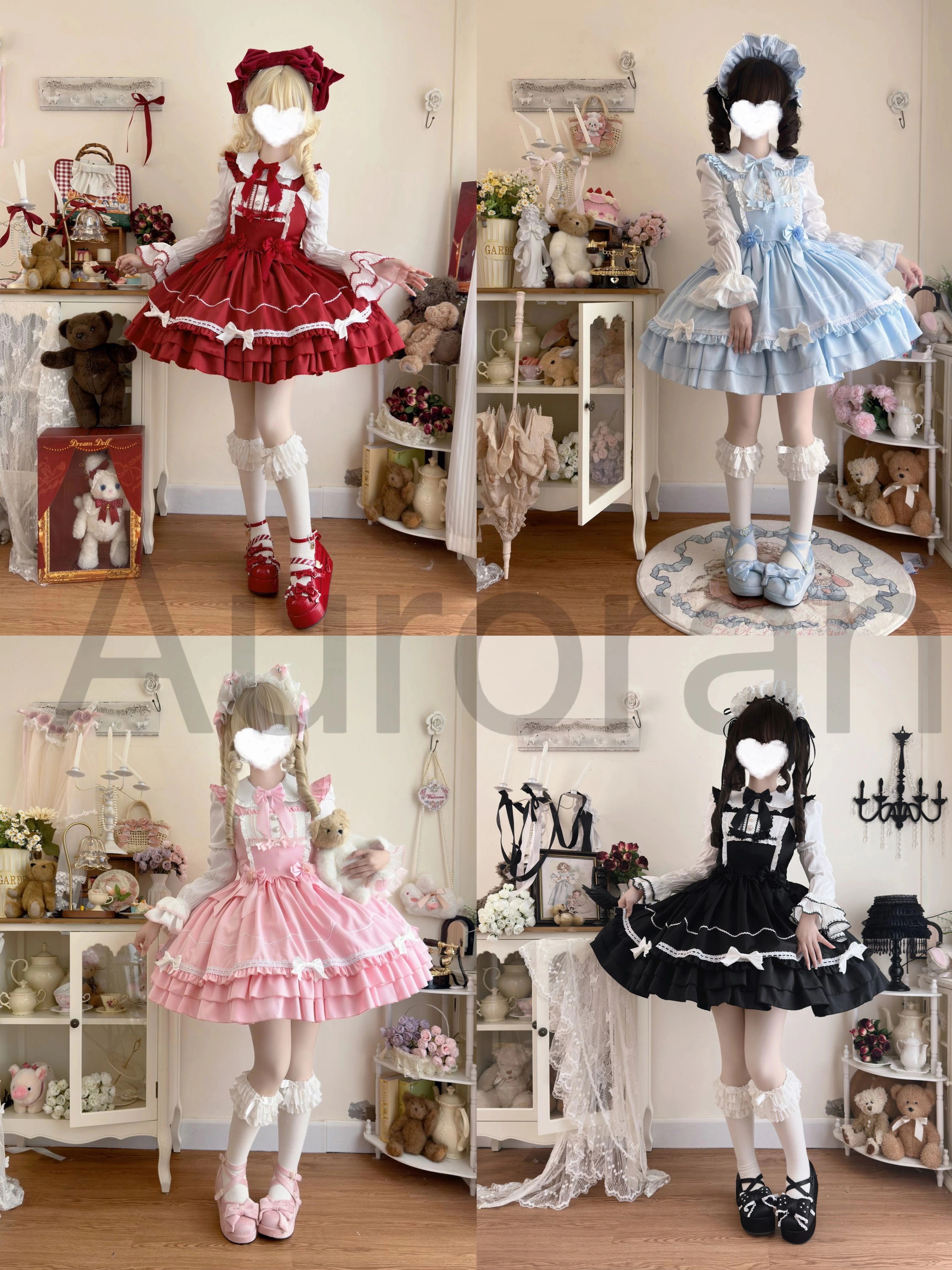 プリンセス風ドレス 4色オリジナル 甘いかわいいロリータ jskワンピース かわいいドレス 女の子のサスペンダードレス 甘い気質のワンピース クリスマス ハロウィン アカデミー祭 ロールプレイ