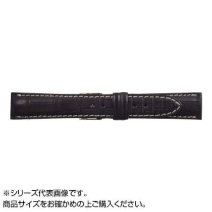 MIMOSA(ミモザ) 時計バンド クロコマット 18mm ブラック/ホワイトステッチ (美錠:銀) WRM-AW18
