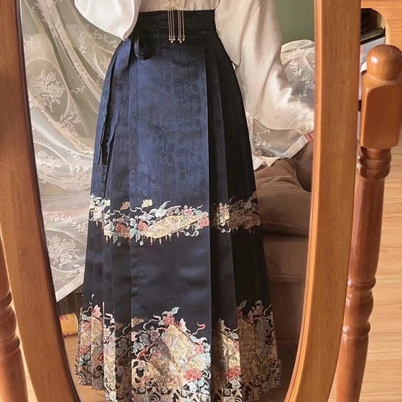 新中国風馬面スカート民族風古代衣装小人宋明時代の漢服女性レトロ風プリント通勤スーツ