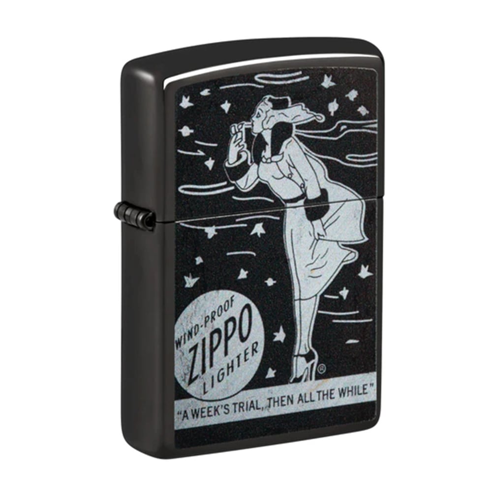 Zippo ジッポーライターウィンディデザイン レギュラー 北米シリーズ 48456 Windy Black プリンティング