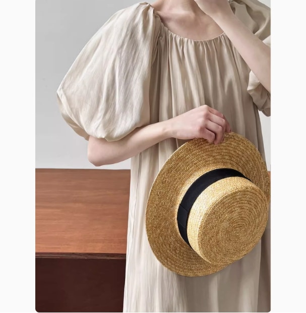 ワンピース ロングワンピース 半袖パフスリーブ ロング丈 ウエストマーク かわいい 大人可愛い きれいめ シンプル 上品 おしゃれ かっこいい レトロ ラフ ルーズ こなれ感 個性的 主役級 存在感