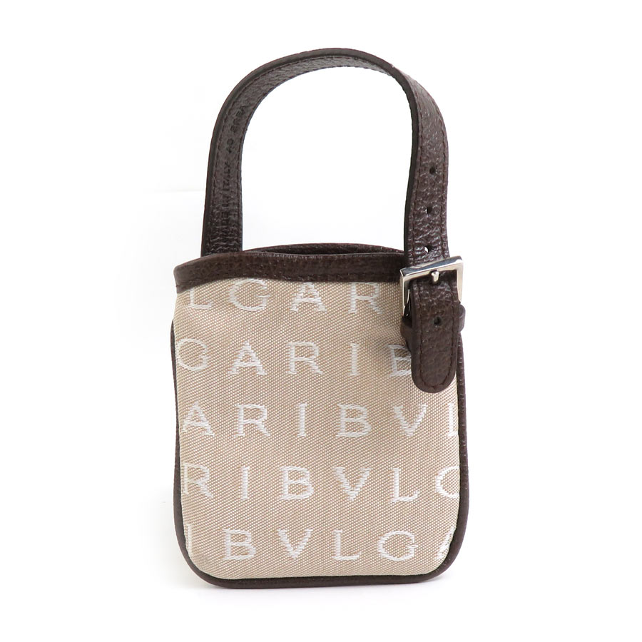 ブルガリ BVLGARI チャーム キャンバス/レザー グレージュ/ホワイト/ブラウン シルバー レディース e59982a