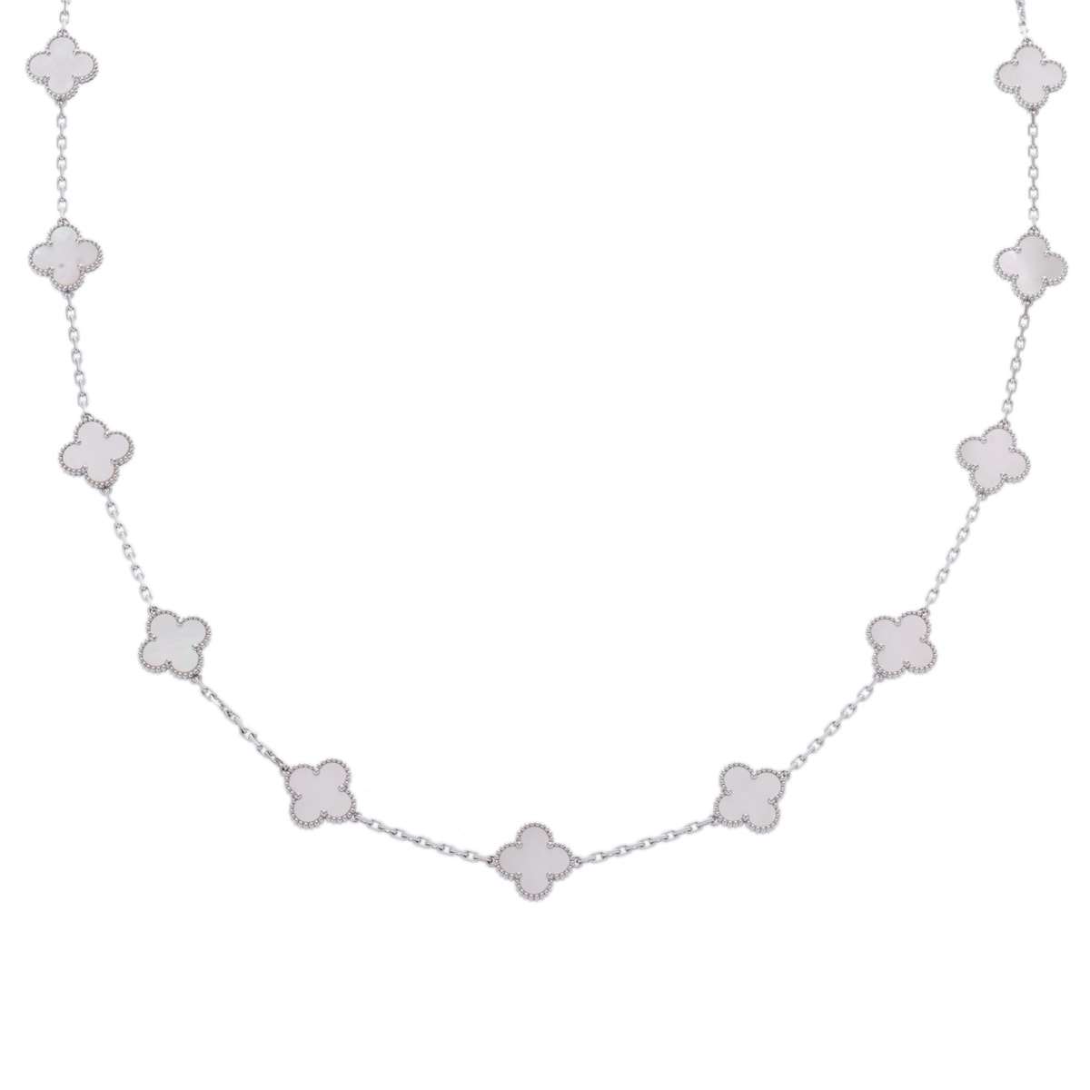 ヴィンテージアルハンブラ ネックレス 20P VCARF48800 レディース K18ホワイトゴールド WG ネックレス Aランク 中古 銀蔵