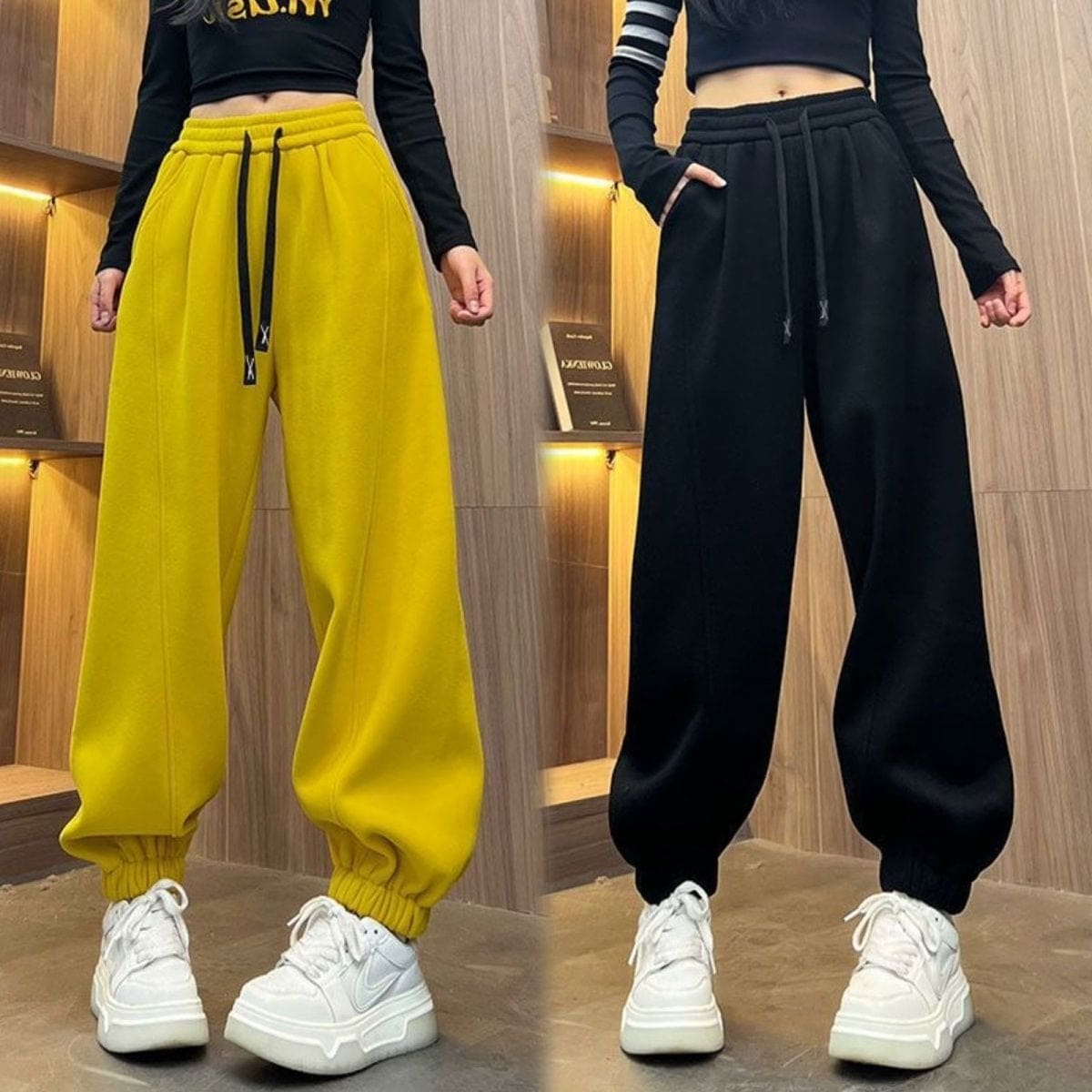 レディースファッション春と秋の新しいスタイルのハイウエストドローストリング伸縮性ウエストスリミングルーズカジュアルパンツスポーツスウェットパンツ