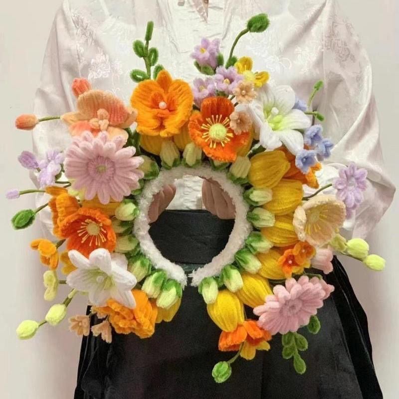 扭扭棒手工diy簪花材料包寻埔女发簪发箍花束成品送朋友闺蜜礼物花花束