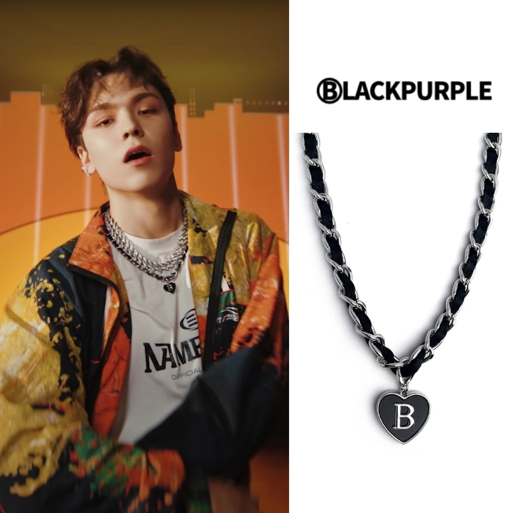 【BLACK PURPLE】 Guerlain Heart B Chain Necklace [SEVENTEENバーノン着用]