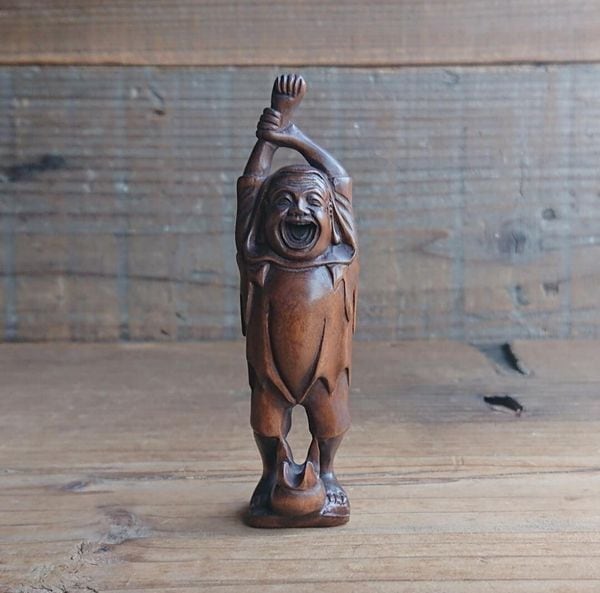 オブジェ 置き物 インテリア雑貨 家具 インテリア 銘木ツゲ材 長根付 #3 工芸品 木彫品 手彫り