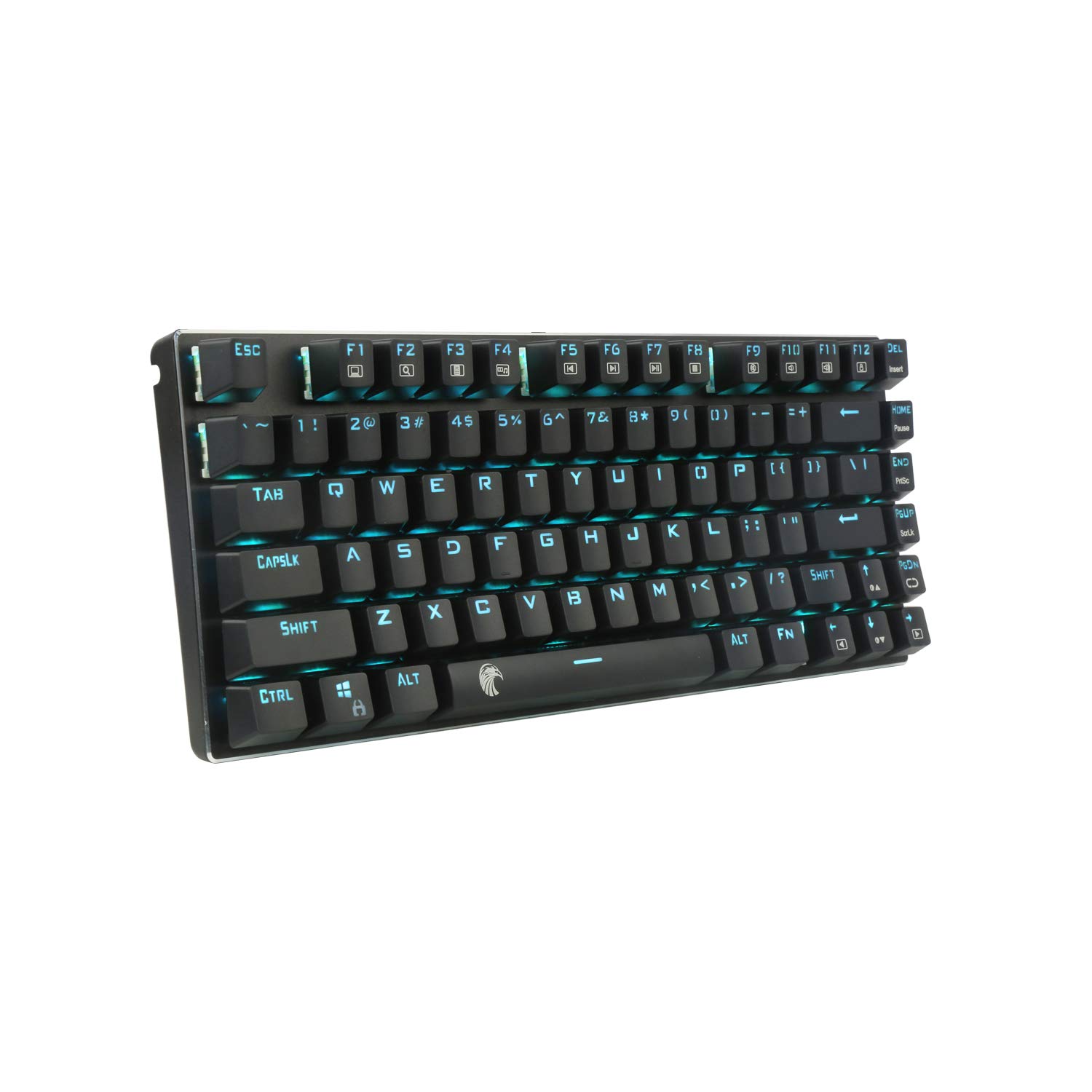 元素ゲーミングキーボード メカニカル式キーボード USB接続有線青軸81キーアンチゴーストキー 青色LEDバックライト 防水機能付きゲーマー向け英語配列キーボード (青軸ブラック 16597