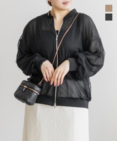 大きいサイズ レディース LL 3L 4L XL XXL XXXL ミドル丈シアーブルゾン