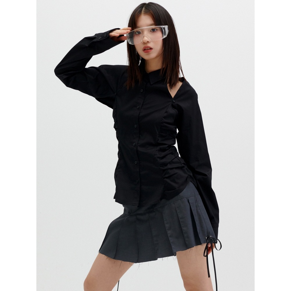 ランニングハイカットオフプリーツミニスカート