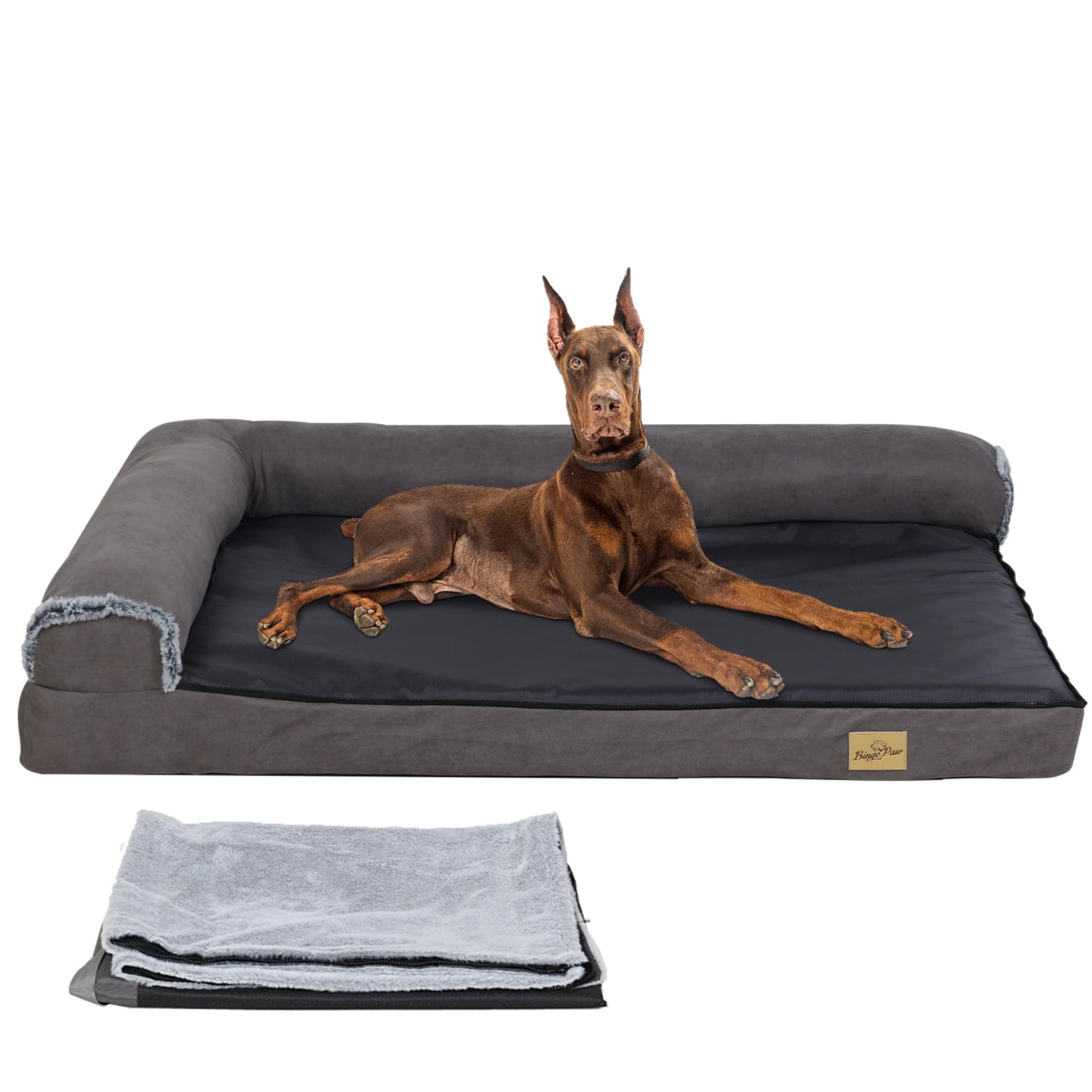 BingoPaw 大型犬ベッド 犬用ソファーベッド ペットクッション 洗える 中型犬 通年 オールシーズン 夏 冬 老犬介護用品 床ずれ防止 防水 スクエア 丈夫 暖かい 大きい 2way ふかふか