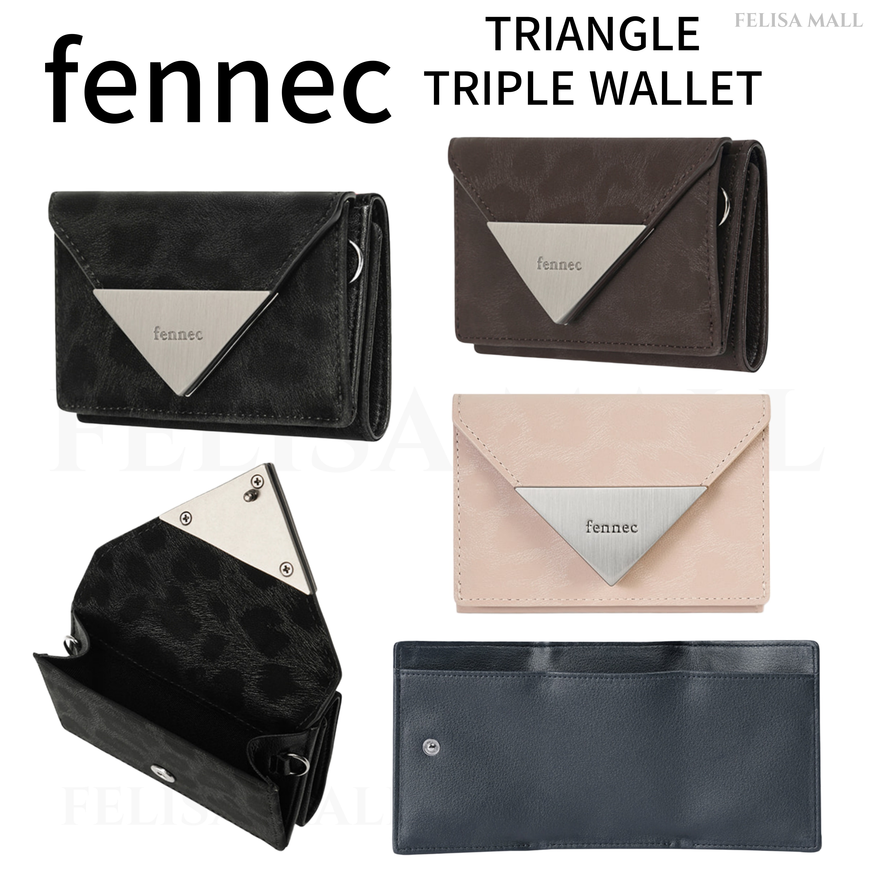 [FENNEC] TRIANGLE TRIPLE WALLET LEOPARD 女性人気 韓国財布