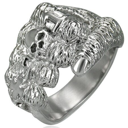 ハンマーナックルステンレスリング（RMT034）スカルの指輪をつけたグーの手 ゲンコツ パンチ 拳骨 ユニーク 面白 サージカルステンレス316L 男性 女性 アクセサリー r0534xxxxxxxx