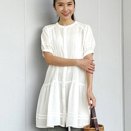 [最安値挑戦]！タックデザインフレアチュニック レディース 盛夏 チュニック M-LL