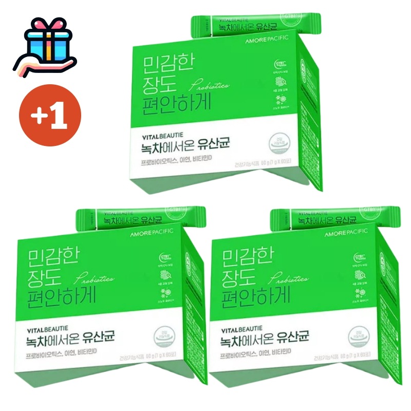[韓国人気2+1] 緑茶から来た乳酸菌60g 60包+60包+60包 計180包 180日分(+60日分追加贈呈) 大容量 腸の健康 プロバイオティクス 有益菌 消化支援 排便活動 免疫力