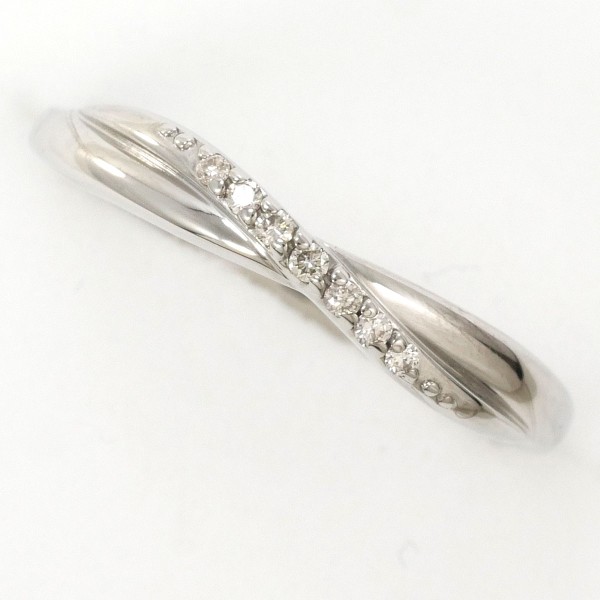 カナル4℃ K10WG リング 指輪 7号 ダイヤ ブルーダイヤ ジュエリー 中古