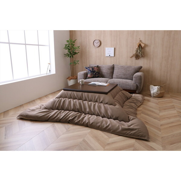 1161140020103 こたつ布団 単品 ふっくら 日本製 無地 レザー調 ベージュ 正方形 約205×205cm メーカー直送