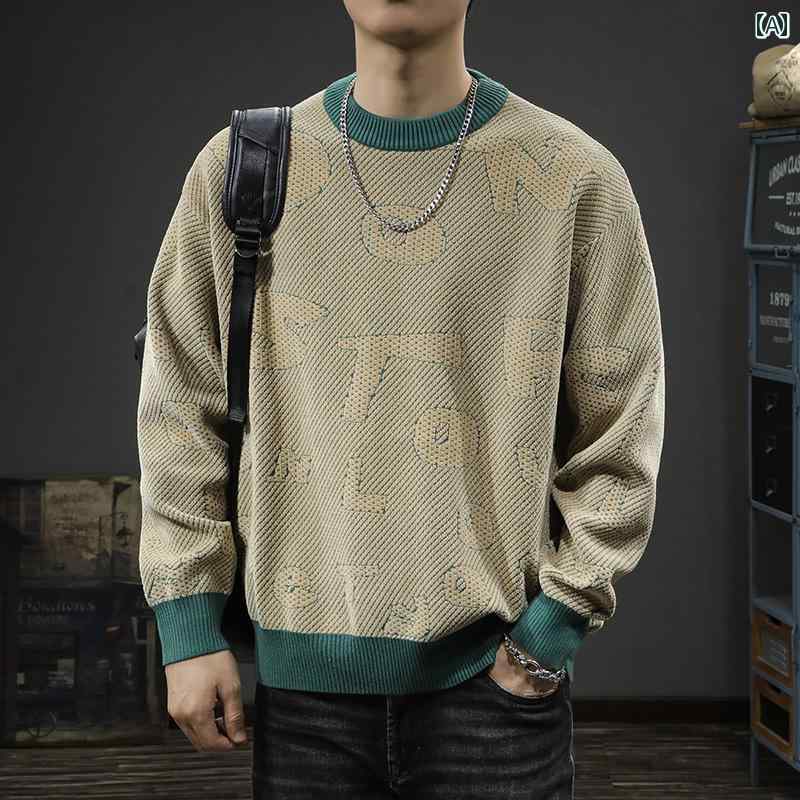 メンズ 秋冬 長袖 厚手 ニット トップス セーター レイヤード カジュアル おしゃれ 普段使い 着やい 動きやい 快適 レジャー アウトドア ワーク