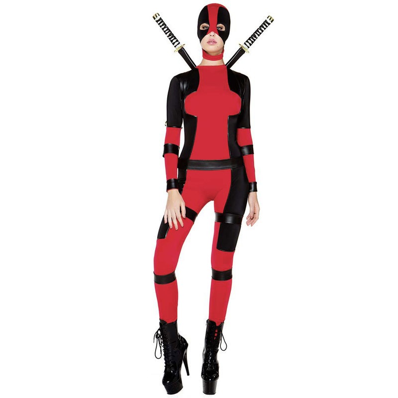 コスプレ 仮装 レッド忍者スーツ S/M 【 コスプレ 衣装 ハロウィン 仮装 コスチューム 忍者 女戦士 ウォーリアー 女性用 剣士 パーティーグッズ 大人用 余興 レディース 】