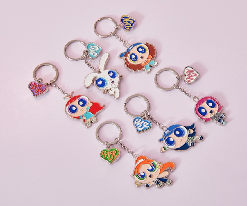 NEWJEANS THE POWERPUFF GIRLS x NJ Metal Keyring 6 Member SET / Official Merch
