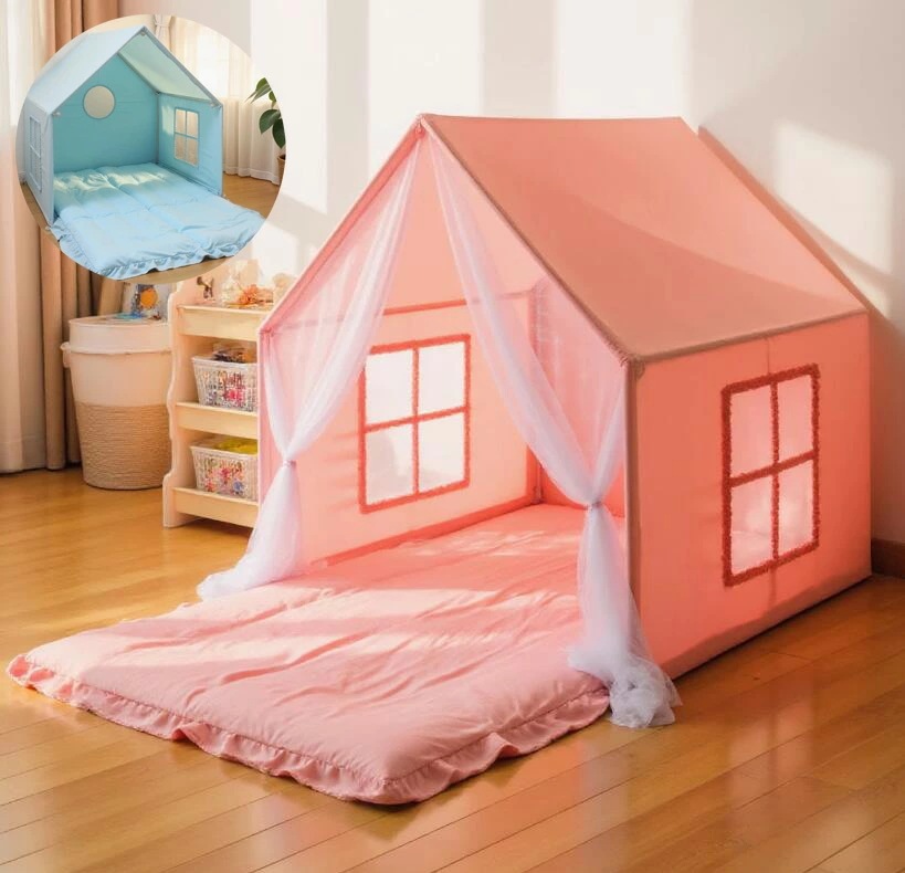 注目の新商品！キッズテント 赤ちゃん ゲームハウス プレイハウス プレイテント 可愛い 子供テント 秘密基地 隠れ家 室内 テントハウス 男の子 女の子 ベビーテント フロアマットあり おままごと プ