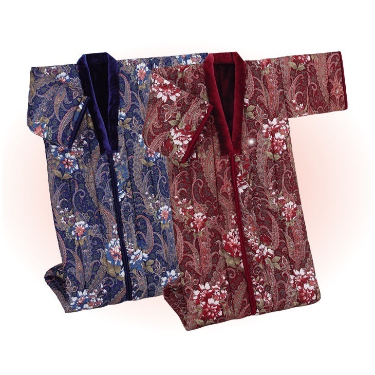 遠赤綿入り ボア 暖か かいまき布団 2色組 足ポケット付き 3層構造 かい巻き かいまき 布団 掛け布団 夜着 袖付き 着物状 伝統寝具 防寒着 ロングどてら 冬 花柄