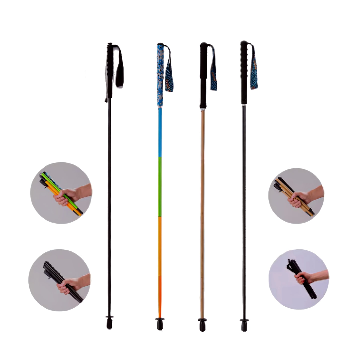 トレッキングポール 超軽量 5段折りたたみ カーボン製 登山杖 ハイキング 旅行 アウトドア用