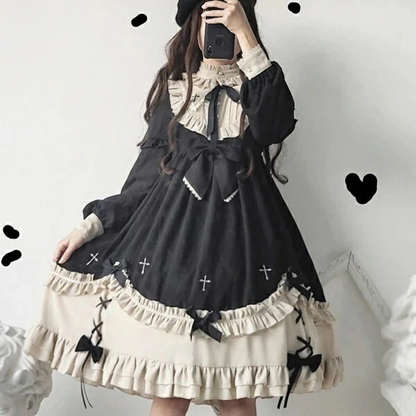 ef014zezef4 クリスマス ハロウィン 衣装 コスチューム パーティードレス コスプレ ゴ ワンピース メイド ゴスロリ ワンピース ロリータ クラロリ