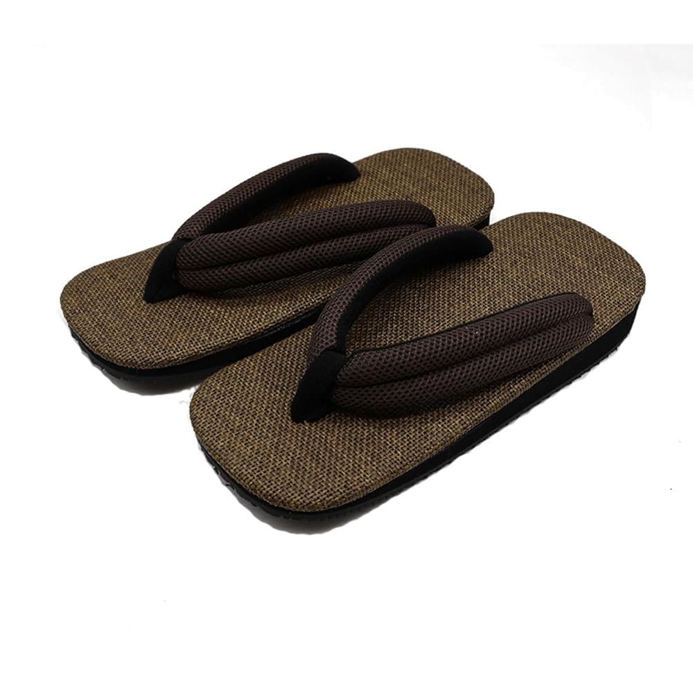 [信貴] 雪駄 メンズ ラタンメッシュ天 ブラウン メッシュ鼻緒 ゴム底 日本製 26cm（8寸6分）