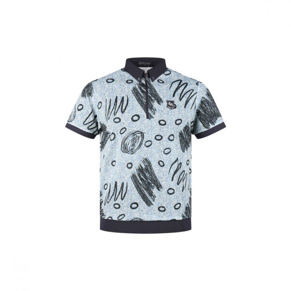 (ラックスゴルフ) ラックスゴルフグッドマンメンズハーフジップアップアートワークジャカードショートスリーブ T シャツ YG4M405