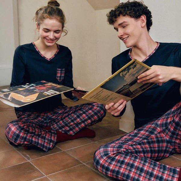 (正常)カップルホームウェアポリピーチ起毛ソリッドイージーウェアトップス_A SEV257FM_A