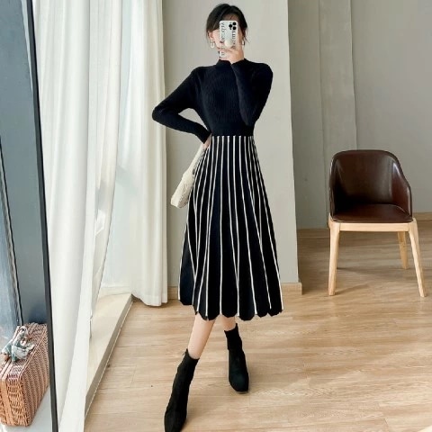 ニットワンピース 厚手 フリル スリム 着痩せ カットソー 大きいサイズ レディース 秋冬 結婚式 きれいめ タイト フォーマル 大人 上品 チュニック one-piece