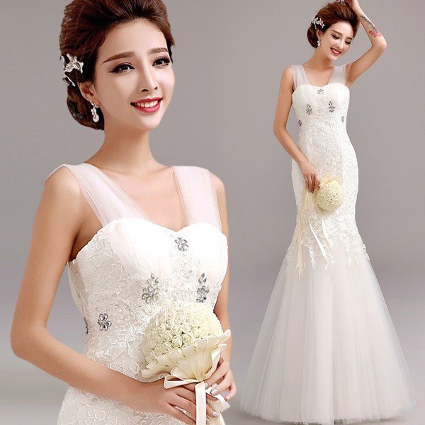 マーメイドドレス 花嫁 ウエディングドレス 安い ロングドレス 結婚式 ブライダル ウェディングドレス マーメイドライン 二次会 大きいサイズ
