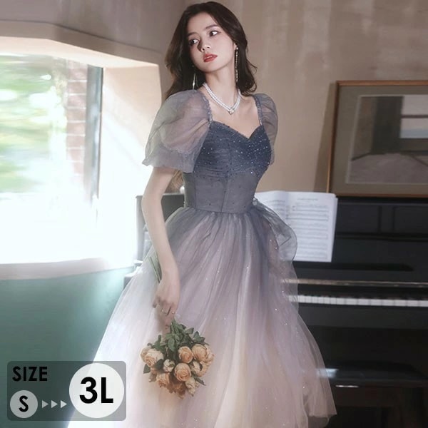 お値下げしましたドレス 大人 ピアノ 発表会 演奏会用ドレス ロングドレス 演奏会 イブニングドレス 結婚式 母親 ピアノ発表会 中学生 パーティードレス 発表会ドレス ミモレ丈 高校生 大きいサイズ 5,860円