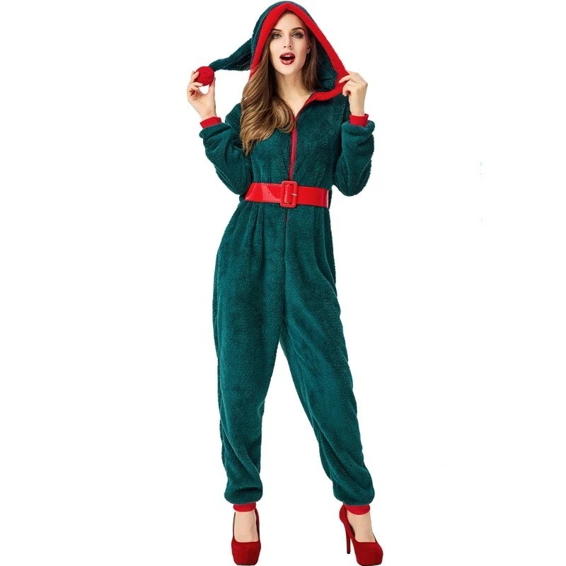 2XLクリスマス新金バーセクシーかわいいパジャマ舞台ショー服サンタクロース緑の精霊コスプレLQZ