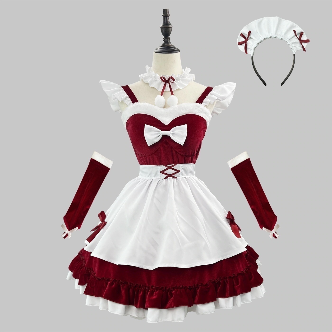 正規品新品純欲ベルベットメイドクリスマス服大きいサイズメイドコスチュームコスプレ演出二次元衣装