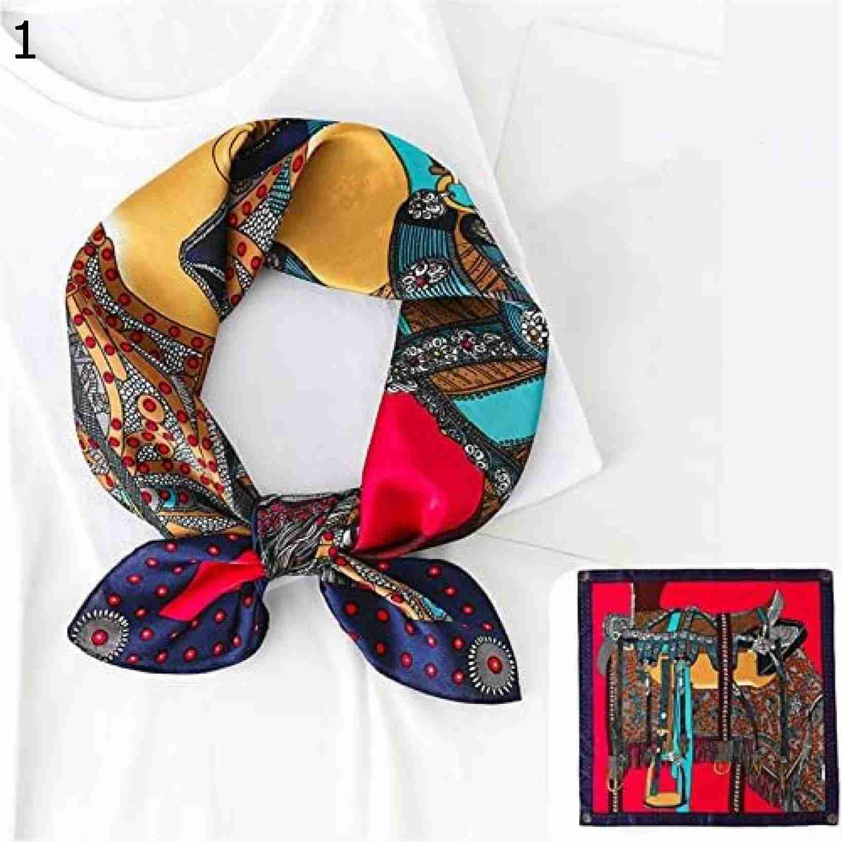 【20%OFFクーポン～】サマー サドル ウエスト フラワー スカーフ ヴィンテージ ストラッピング 両面プリント スモール スカーフ スクエア スカーフ (Color Size : 70x70CM