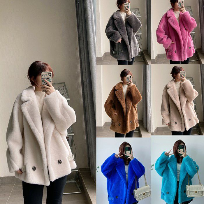 AW 9color ベアムートン ジャケット ショート コート テディーコート テディーベアコート ウール ウォーム生地 ムートン生地 アウター オーバーサイズジャケット