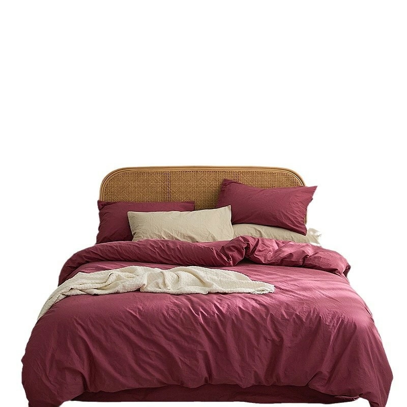 ベッドリネン セット 3 4 点セット シンプル な カラー 日本 スタイル 100% コットン ウォッシュド コットン コットン ホテル用 ベッドシーツ 色織り ベッドカバー