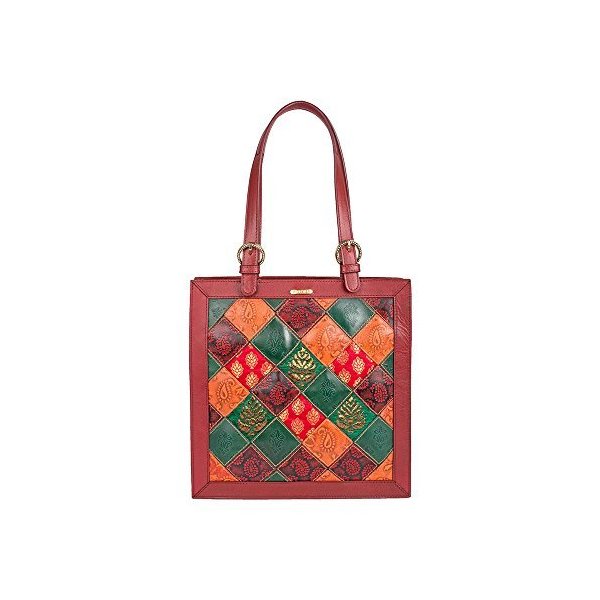 S_S.ILHIDESIGN Genuine Leather Women s Tote Shoulder Bag with Paisley， Garden and Damask Printed Pattern