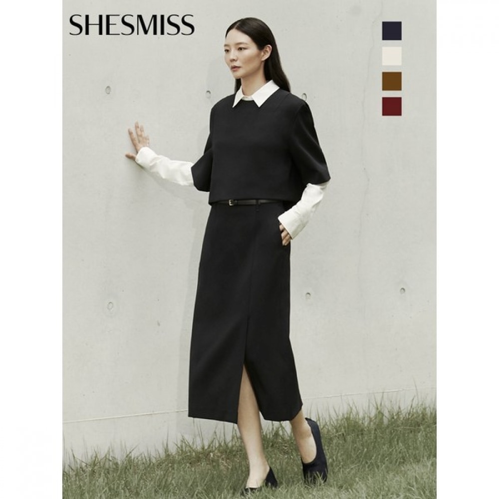 (Shes Miss) レザーベルト付きスリットスカート_swwsko31710