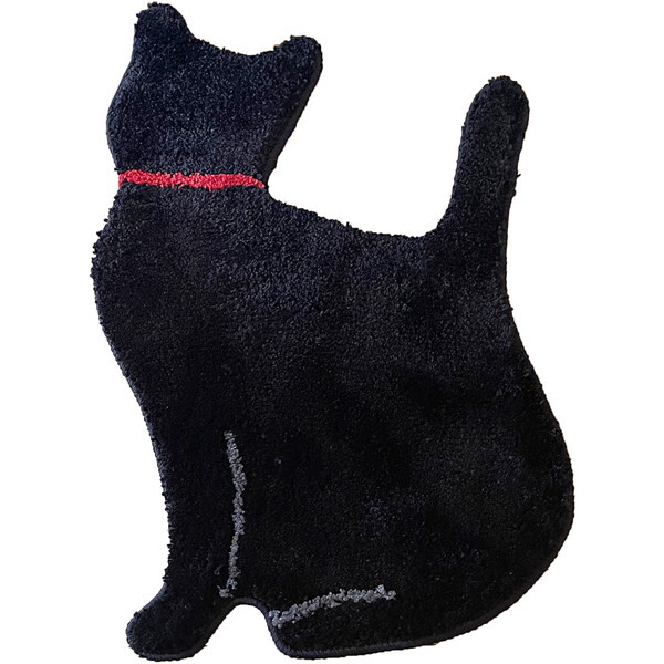 マルナカ 6432 洗えるネコ型ダイカットマット ルーチェ 45×75cm ブラック メーカー直送