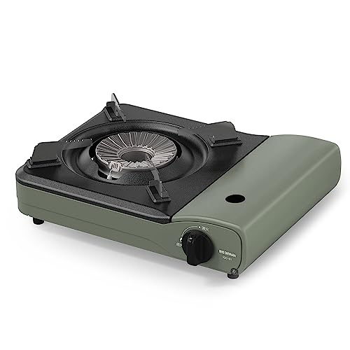 【ガス長持ち】 カセットコンロ オリーブグリーン 内炎式 省エネ ヒートパネル方式 圧力感知安全装置付き お手入れ簡単 卓上 鍋 すき焼き キャンプ 一人飯 持ち運び IGC-S1-G