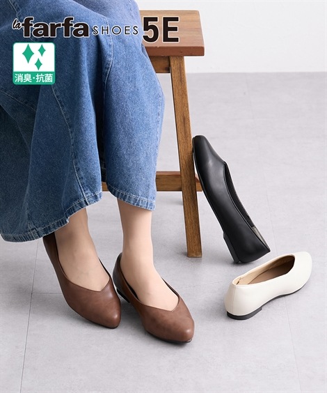 ラウンドトゥ lafafa SHOES ラファーファ Vカットシューズ ワイズ５Ｅ相当